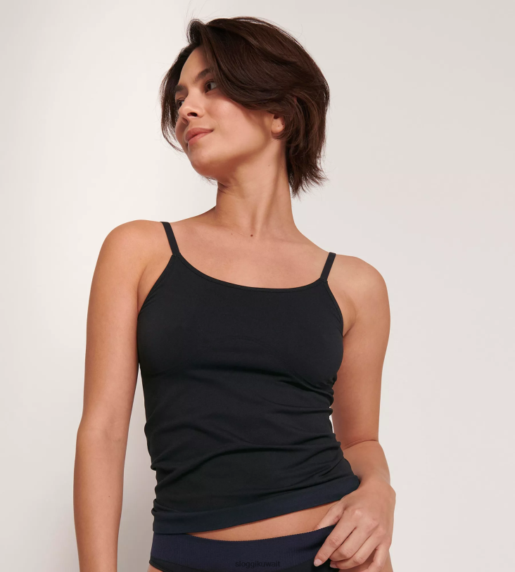 ملابس مريحة | sloggi قمة الصبار المملوءة على الإطلاق بأشرطة السباغيتي نحيف أسود Z6Z2B193