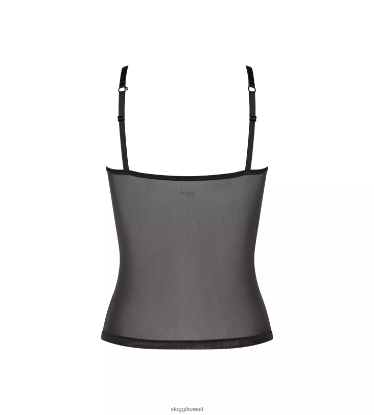 ملابس مريحة | sloggi جزء علوي ناعم ومتكيف مع أشرطة سباغيتي نحيف أسود Z6Z2B289