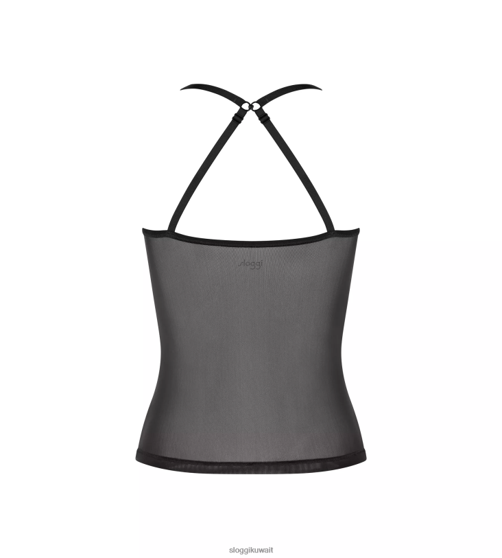 ملابس مريحة | sloggi جزء علوي ناعم ومتكيف مع أشرطة سباغيتي نحيف أسود Z6Z2B289