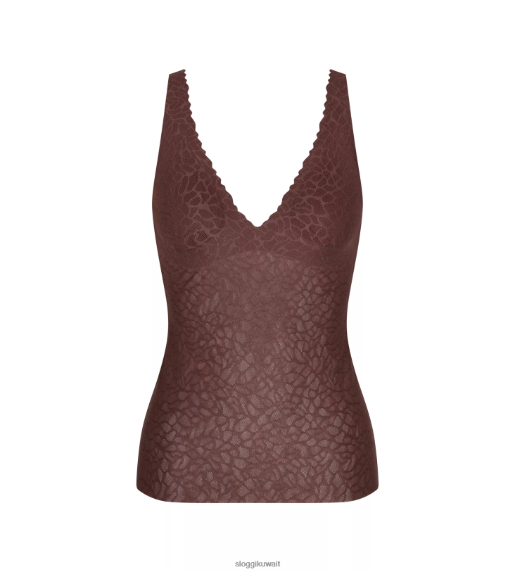 حمالات الصدر | sloggi قميص حمالة صدر من الدانتيل بدون ملمس نحيف بني خشب الأبنوس Z6Z2B625