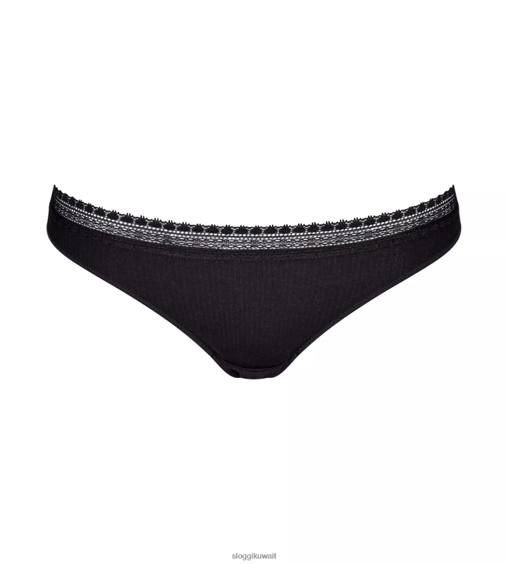 كلسون | sloggi اذهب إلى الملابس الداخلية البرازيلية المضلعة نحيف أسود Z6Z2B637
