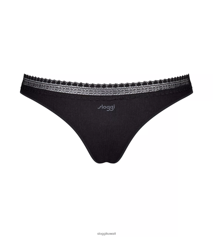 كلسون | sloggi اذهب إلى الملابس الداخلية البرازيلية المضلعة نحيف أسود Z6Z2B637