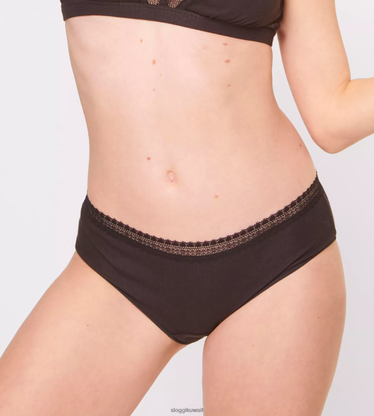 كلسون | sloggi اذهب إلى كلسون محب مضلع نحيف أسود Z6Z2B644