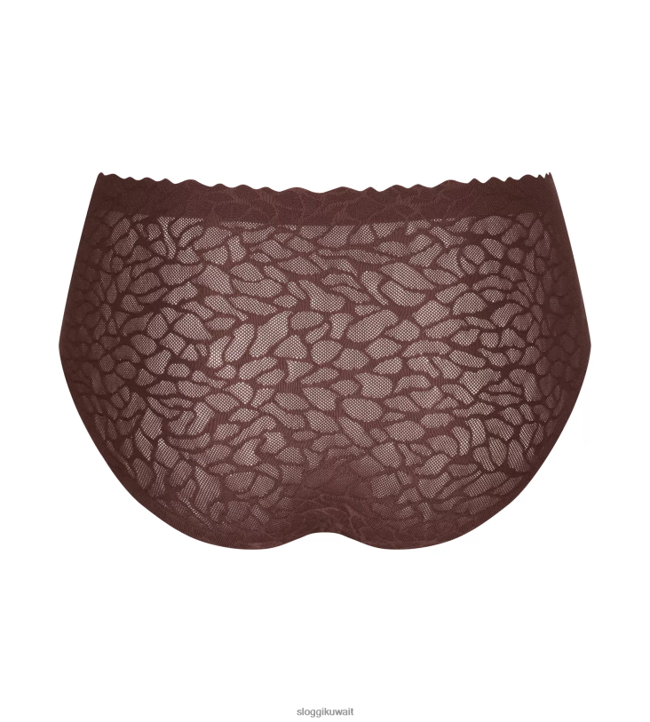 كلسون | sloggi سراويل داخلية عالية الخصر من الدانتيل بدون ملمس نحيف بني خشب الأبنوس Z6Z2B662
