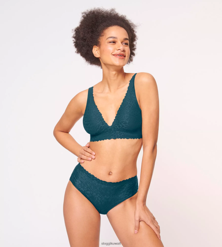 كلسون | sloggi سراويل داخلية عالية الخصر من الدانتيل بدون ملمس نحيف بني خشب الأبنوس Z6Z2B662